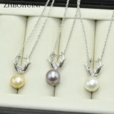 Freshwater Pearl Deer Pendant Necklace 925 Sterling Silver Jewelry