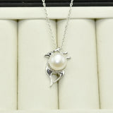 Freshwater Pearl Deer Pendant Necklace 925 Sterling Silver Jewelry