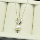 Freshwater Pearl Deer Pendant Necklace 925 Sterling Silver Jewelry