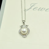 Fine Pearl Jewelry Personal Owl Necklace Natural Pearl 925 Sterling Silver