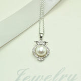Fine Pearl Jewelry Personal Owl Necklace Natural Pearl 925 Sterling Silver