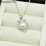 Fine Pearl Jewelry Personal Owl Necklace Natural Pearl 925 Sterling Silver