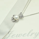 Freshwater Pearl Bear Pendant Necklace 925 Sterling Silver Jewelry