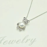 Freshwater Pearl Bear Pendant Necklace 925 Sterling Silver Jewelry