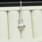 Freshwater Pearl Bear Pendant Necklace 925 Sterling Silver Jewelry