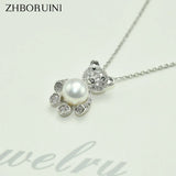Freshwater Pearl Bear Pendant Necklace 925 Sterling Silver Jewelry