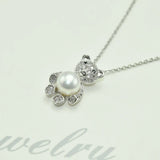 Freshwater Pearl Bear Pendant Necklace 925 Sterling Silver Jewelry