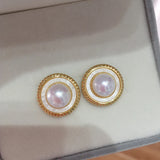 Pearl Earrings 14k Plated Stud Real Freshwater Pearl Jewelry