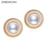Pearl Earrings 14k Plated Stud Real Freshwater Pearl Jewelry