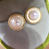 Pearl Earrings 14k Plated Stud Real Freshwater Pearl Jewelry