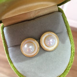 Pearl Earrings 14k Plated Stud Real Freshwater Pearl Jewelry