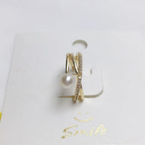 14K Filled Pearl Ring Opening Finger Engagement Jewelry