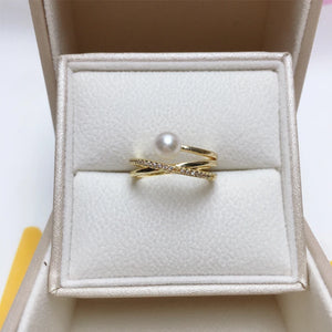 14K Filled Pearl Ring Opening Finger Engagement Jewelry