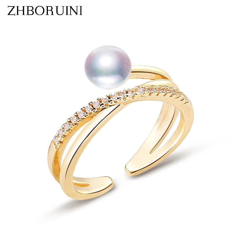 14K Filled Pearl Ring Opening Finger Engagement Jewelry