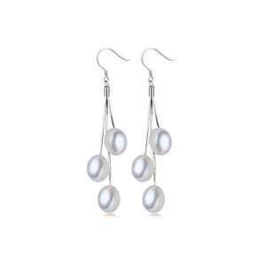 Freshwater Pearl Tassel Drop Earrings 925 Sterling Silver Jewelry