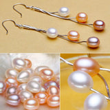 Freshwater Pearl Tassel Drop Earrings 925 Sterling Silver Jewelry