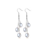 Freshwater Pearl Tassel Drop Earrings 925 Sterling Silver Jewelry