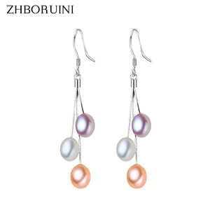 Freshwater Pearl Tassel Drop Earrings 925 Sterling Silver Jewelry