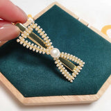 Natural Pearl Bow Hair Clips Headband