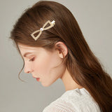 Natural Pearl Bow Hair Clips Headband