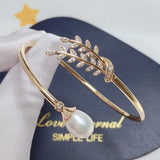 Ivy Bracelet Zircon Mosaic Freshwater Pearl Elastic 14K Plated Gift