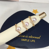 Triangle Freshwater Pearl Ring 14K Plated AAA Zircon Jewelry