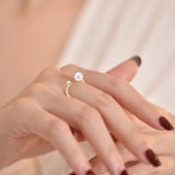 Real Freshwater Pearl Zircon Ring 18K Plating Women Jewelry