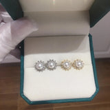 Real Freshwater Pearl Stud Earrings 925 Silver and Gold Plating Jewelry