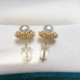 Real Freshwater Pearl Stud Earrings 925 Silver and Gold Plating Jewelry