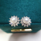 Real Freshwater Pearl Stud Earrings 925 Silver and Gold Plating Jewelry