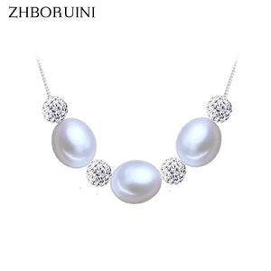 Crystal Ball Drop-shaped Natural Pearls 925 Sterling Silver Pendants