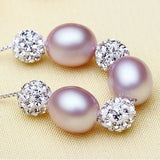 Crystal Ball Drop-shaped Natural Pearls 925 Sterling Silver Pendants