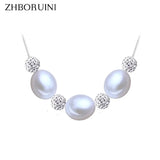 Crystal Ball Drop-shaped Natural Pearls 925 Sterling Silver Pendants