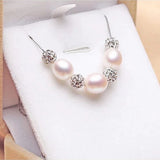 Crystal Ball Drop-shaped Natural Pearls 925 Sterling Silver Pendants