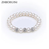 Pearl Charm Bracelet Crystal Ball 925 Sterling Silver Jewelry