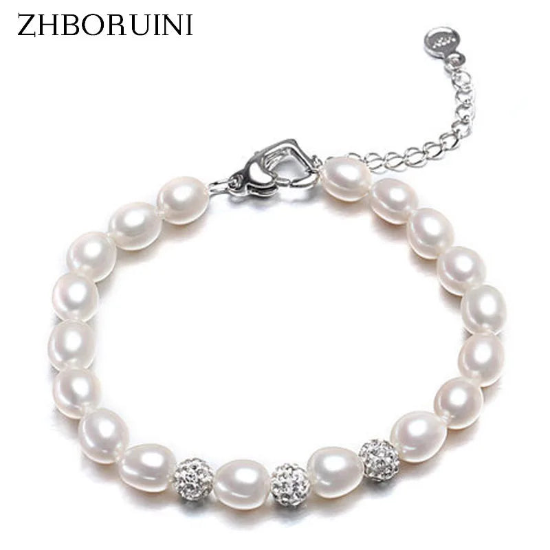 Pearl Zircon Crystal Charm Bracelet