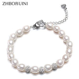 Pearl Zircon Crystal Charm Bracelet
