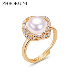 14K Gold Pearl Zircon Bird's Nest Wedding Ring