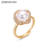 14K Gold Pearl Zircon Bird's Nest Wedding Ring