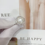14K Gold Pearl Zircon Bird's Nest Wedding Ring