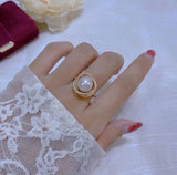 14K Gold Pearl Zircon Bird's Nest Wedding Ring