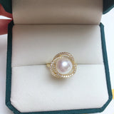 14K Gold Pearl Zircon Bird's Nest Wedding Ring