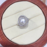 14K Gold Pearl Zircon Bird's Nest Wedding Ring