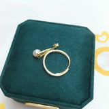 Geometric Freshwater Pearl 14K Plated Ring Wedding Party Jewelry