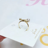Geometric Freshwater Pearl 14K Plated Ring Wedding Party Jewelry