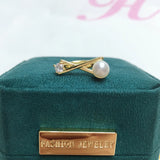 Geometric Freshwater Pearl 14K Plated Ring Wedding Party Jewelry