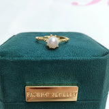 Freshwater Pearl Small 14K Filled Ring Retro Wedding Party Jewelry