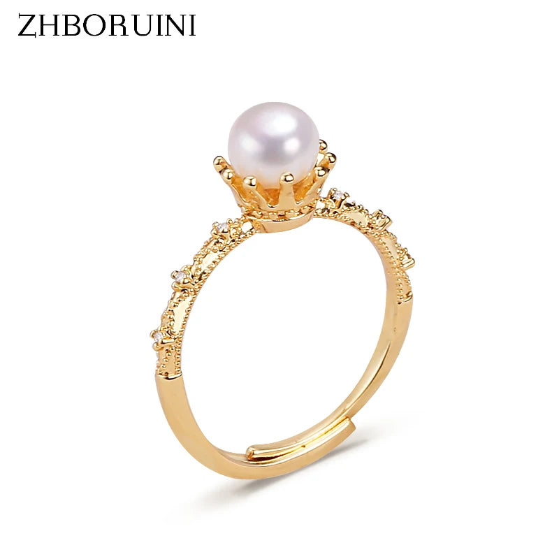 Freshwater Pearl Small 14K Filled Ring Retro Wedding Party Jewelry