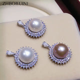 Freshwater Pearl Zircon Pendant 925 Sterling Silver Jewelry For Women