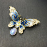 Freshwater Pearl Zircon Butterfly Brooch Antique Pearl Jewelry For Women